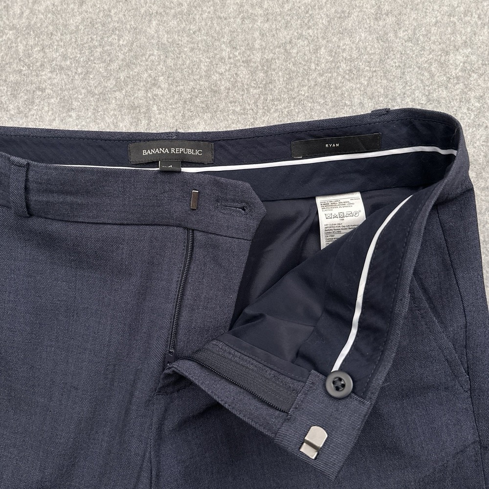 Banana Republic Ryan Slim Straight Fit Lightweight Wool Blend Pant Womens 4 Blue - Picture 2 of 13